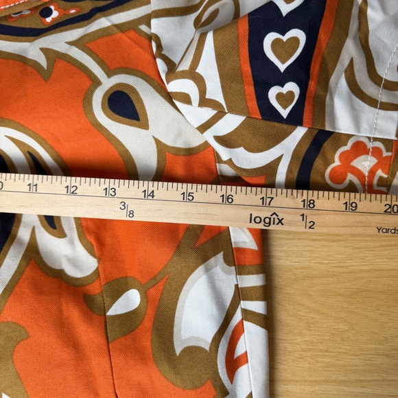 J.Crew Paisley Floral Jacket Womens 4 Orange Navy Excellent Cropped Retro 77388 - Picture 6 of 13